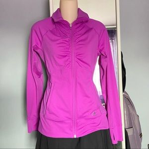 ADIDAS Climalite Jacket Size Small w/Ruching, Zipper, Pockets, and Thumb Holes